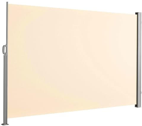 KARAT ALU Toldo lateral - 160x350cm - Beige - Toldo extensible - Protección contra miradas y viento para jardín, balcón y terraza, enrollable con soporte de pared