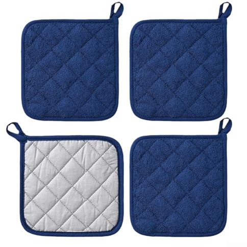 Upluxmira Confezione da 4 presine resistenti al calore, per cucine domestiche fino a 400 °C, struttura antiscivolo per una gestione sicura di pentole calde e padelle e piatti (4 pezzi, blu navy)