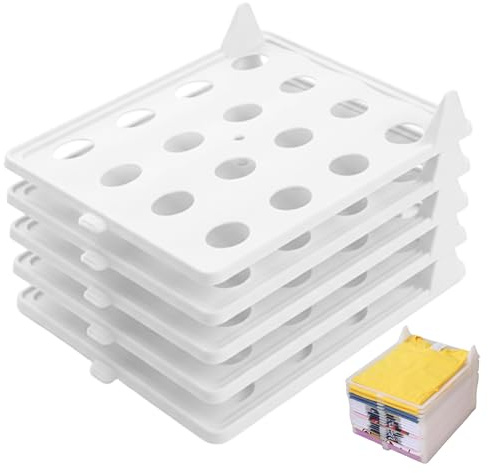 Uanqfegy Stackable Shirt Organizer Folder Gray Plastic Clothing Folding Board 5pcs – Shirt Folder for T-shirts Shirts Pants and Sweaters, White