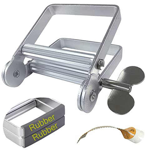XYKEEY Zahnpastapresse, Metall-Zahnpasta Tubenquetscher für Künstler, Friseursalon, Maler... (Silber)