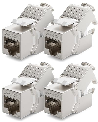 deleyCON 4x Modulo Keystone Presa CAT 6a STP RJ45 Completamente Schermata Senza Attrezzi Grazie al Montaggio a Innesto 500Mhz 10GBit/s