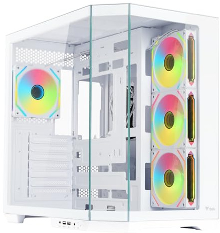 Itek Case Dark Cave AKU - Gaming Tower - ATX - 4x12cm ARGB Fan - USB3 & Type-C - paroi latérale et Avant en Verre trempé - Ed. Blanc