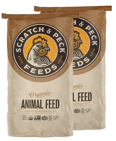Scratch and Peck Feeds 3 Grain Scratch Chicken and Duck Supplemental Grain - Corn-Free and Soy-Free - 9.8% Protein, Certified Organic and Non-GMO Project Verified Chicken Food - 50 lbs Bag