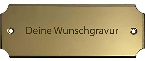 rechteckiges Messingschild mit Gravur