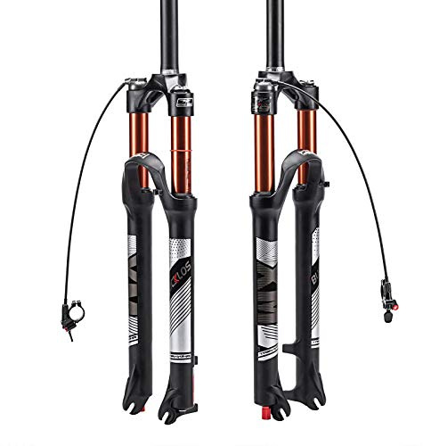 BUCKLOS 26/27.5/29 Travel 120mm MTB Air Suspension Fork, Rebound Adjust 1 1/8 Straight/Tapered Tube QR 9mm Manual/Remote Lockout XC AM Ultralight Mountain Bike Front Forks