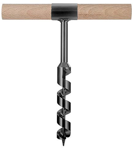 HONDER Holzschneckenbohrer, Mehrzweck-Handbohrer-Bit, mit Holzstab, Handbohrer, Camping, perfektes Zusatzwerkzeug für Überlebenstraining, Größe: 20 x 1 cm