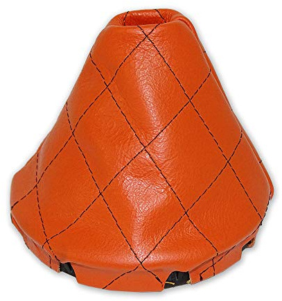 The Tuning-Shop Ltd Schaltsack + Rahmen kompatibel mit Volkswagen VW T5 2003–2016 verschiedene Nähte, Farbe (Orange Leder, Orange Stitch)