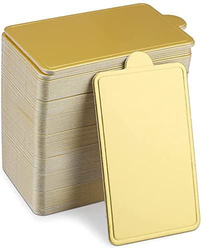 100 Stück Tortenunterlage Gold Rechteckig, 9x5cm Cake Boards Set aus Pappe für Mousse, Cupcakes & Desserts, Dekoration für Hochzeit, Geburtstag und Weihnachten, Halloween Party (S)