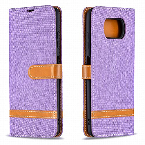 Yiizy Hülle für Xiaomi Poco X3, Handyhülle Xiaomi Poco X3 Leder Tasche mit Kreditkartenhüllen, Schutzhülle Brief Tasche Cover mit Magnetverschluss Silikon Klapp Handyhuelle Xiaomi Poco X3 NFC (Lila)