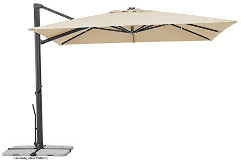 Schneider Sonnenschirm Rhodos Smart, Natur, 300 x 300 cm quadratisch, 794-02, Gestell Aluminium, Bespannung Polyester, 25 kg