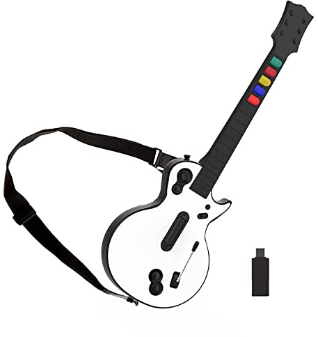 DOYO Gitarren Controller für PC und PS3 Guitar Gitarre mit Riemen,Ideal für Guitar Hero, Clone Hero und Rock Band Spiele Hochwertiger für PS3 und PC (Weiß)