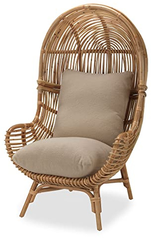 Desser Loft Large Wicker Chair Hanging Style Seat with Cushion (Latte)