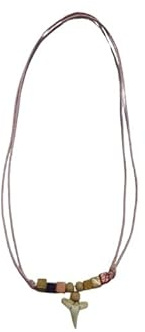 BLUSUPERSHOP 1 x Halskette Art 13, echter Haifisch-Zahn-Anhänger ca. 3 cm sind immer unterschiedlich und verstellbarer Schnürsenkel Tribal Unisex Geschenk Schlüsselanhänger