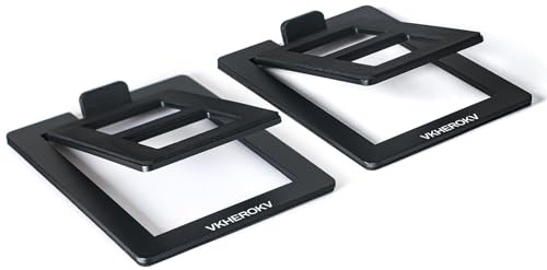 VKheroKV Mukjipa C-1 Lot de 2 supports de haut-parleur de bureau pour petits haut-parleurs, plateau de table incliné, en acier, pour haut-parleurs d'ordinateur, 15,2 x 11,4 x 3,8 cm, noir