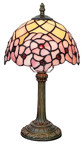 wecrejoni Tiffany Lampe, Nachttischlampe, Buntglaslampe für Schlafzimmer, Wohnheim, Küche, ästhetisches, süßes Wohndekor-Geschenk (Kirschblüten)
