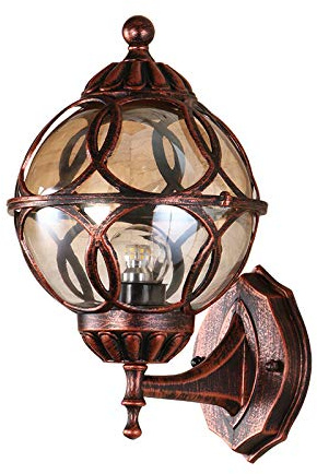 Mengjay Applique da Esterno E27 IP44 Lampade da Parete Palla Vintage Luci da Terrazza da Esterno Giardino Casa Ingresso Balcone Corridoio Illuminazione Lampada（21x31cm）