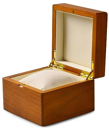 Oirlv 1 Ranura Cajas para Relojes De Madera Maciza Para Relojes Organizador De Pulseras Organizador De Collares Caja Para Relojes (Blanco Crema)