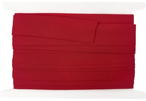 5m x 20mm Wolltresse Schrägband aus Baumwolle Factory Gefalzt Baumwollband | Webbing mit Fischgrätenstich für Heimwerker Handwerk Nähen Stricken Einfassband Uni gefalzt,Einfach zu nähen-Rot