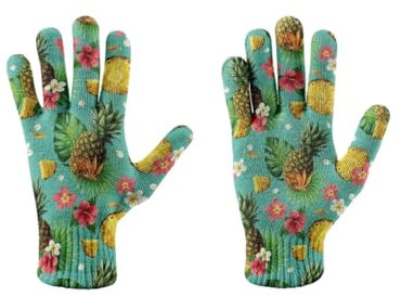 Thermo-Strickhandschuhe – Touchscreen-Handschuhe Mit Zitronen-Ananas-Aufdruck, Winter, Warm, Stretch, Für Erwachsene, Fahrradhandschuhe, Winter, Gestrickt, Bunte Früchte, Stil 3, Einheitsgröße