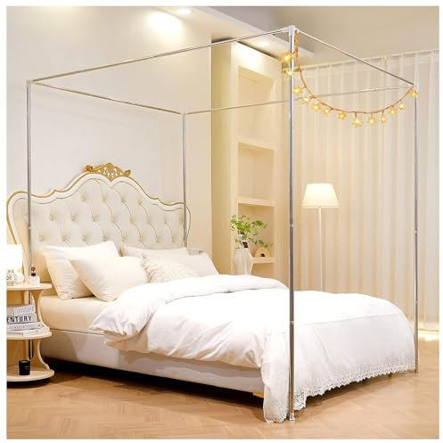 HotcoS Betthimmel-Gestänge, 4 Eckpfosten, Betthimmel, Außenbettstütze, Baldachin, Bettrahmen, Moskitonetz, Viereck-Ständer, King-Size-Bett