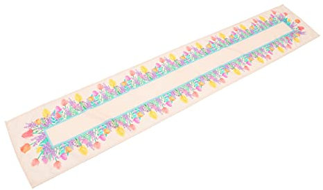 Zerodeko floraler Tischläufer Tulpen-Tischläufer aus Leinen Blumendekor Tischdecken Party-Desktop-Dekor Tischläufer mit Blumendruck Amerikanischer Stil schmücken Requisiten