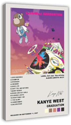 Kanye West Abschluss-Poster, Musikposter, Leinwand, Wandkunst, Raum, ästhetisch, Weihnachtsgeschenke, Rahmen, 20 x 30 cm