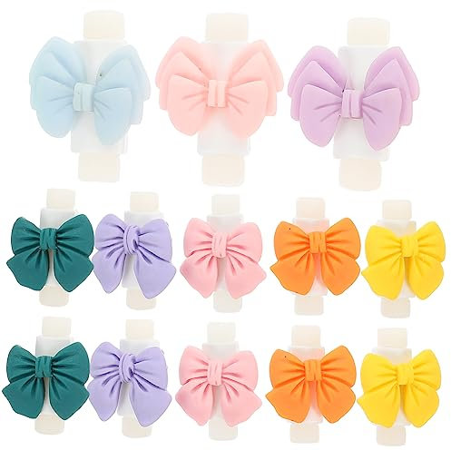 Homoyoyo 10pairs Bowknot Cable Protectors Cartoon Data Cable Protective Cover Adorable Protection Sleeve for Home Use