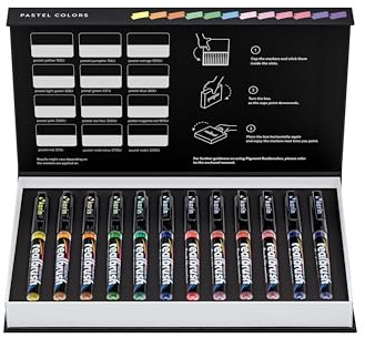 KARIN Realbrush PIGMENT Pastel Colors Pinsel Acrylmarker, 12 Stück | Exklusives, Schützendes Etui