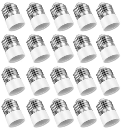 Yiahin E27 auf E14 Lampensockel Konverter, Adapter Fassung von großem zu kleinem Edisongewinde, E27 zu E14, für LED-, Glüh- und Energiesparlampen, 20er Pack