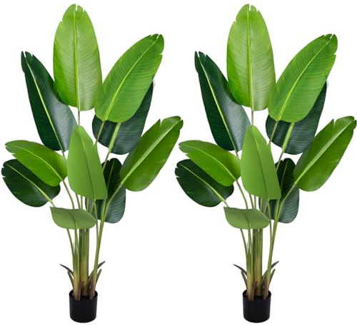 CETRD Pianta artificiale uccello del paradiso, 1,5 m, palma tropicale finta con 10 tronchi di foglie di banano finte in vaso, per casa, interni ed esterni, ufficio, decorazione moderna regalo di