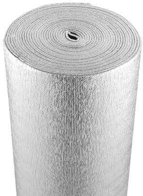 VEVOR Double Reflective Insulation Roll, Foam Core Radiant Barrier, 5.5mm 48 in x 50 ft, Double-Sided Aluminum Foil EPE Foam Heat Reflective Shield, Thermal Insulation Roll for Window RV Roof
