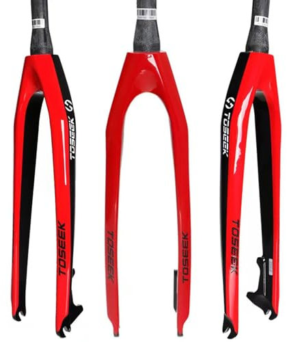 Fourche Rigide pour VTT 26/27,5/29 Pouces, Fourche Avant de vélo entièrement en Fibre de Carbone QR 1-1/2 9 mm, Tube Conique, Frein à Disque