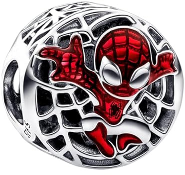 Breloque Spiderman de Marvel, Ville d'en haut, Argent Sterling 925, Compatible avec Pandora et autres bracelets à breloques, Pequeño, Argent, Couleurs :