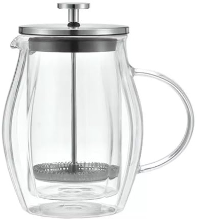 Klausberg Teezubereiter Kaffeebereiter French Press 600ml / 5 Tassen, Kaffeepresse Edelstahl filter, Doppelwandige Isolierte Kaffeekanne, Teekanne, Teebereiter, Deckel in Silber (KB-7683)