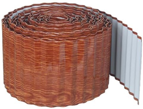 Quibbay Corrugated Metal Garden Edging, 6×60Ft Landscape Edging Border for DIY Flower Beds, Lawn, Garden and Yard, Lawn Edging Border No Dig for Landscaping, Garden Edging Border, Woodgrain