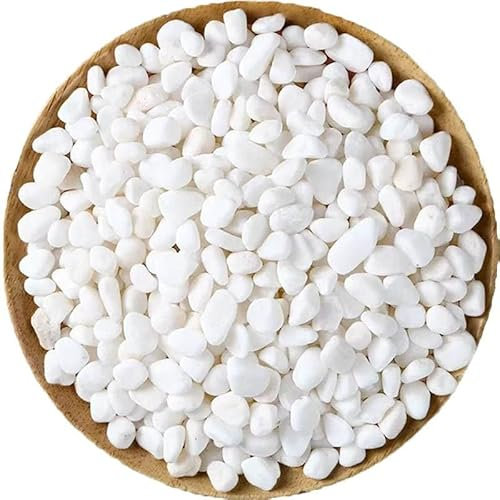 1 kg de piedras decorativas blancas 6-9 mm – piedras naturales para jardín, jarrones y decoración para tumbas (piedras decorativas, relleno de maceta)