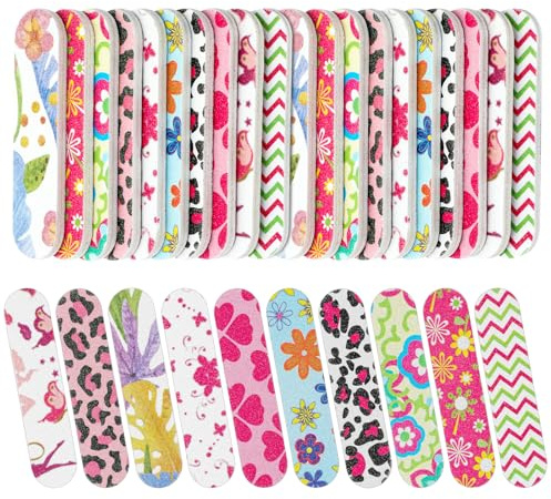 JSRQT 100 Stück Nagelfeilen Set Professionelle Nail File Buffer für Nägel Feilen Nagelfeile Mini Gelnägel Waschbare Klein Nagelpolierfeile Polierfeile Fingernägel Doppelseitige Maniküre Nagelkunst
