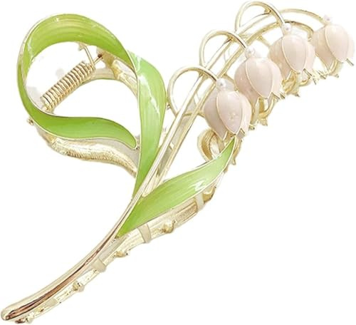 1 pinza para el pelo con diseño de flor de lirio de los valles, pinza de metal grande, pinzas de orquídea, abrazadera de mandíbula de lirio, accesorios para el cabello grueso y fino