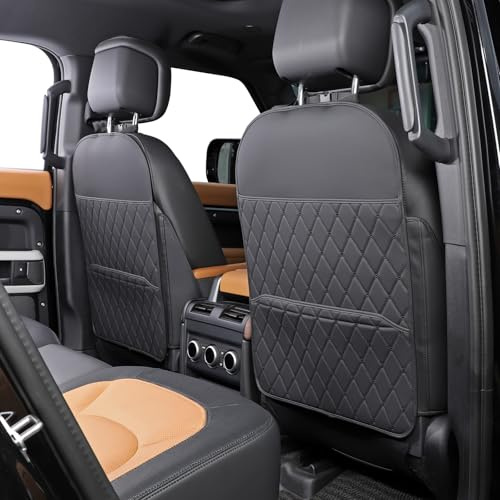 TAIKOO Seat Back Protector + Large Capacity Pocket Storage Organizer,Preventing The Impact of Children Stepping on The Seat Backrest (Style A-Black)