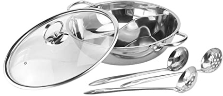 Alipis Olla De Acero Inoxidable Para Hot Pot Familiar Con Colador y Cuchara Incluidos Calentamiento Uniforme Compatible Con Cocinas De Inducción Fácil De Limpiar y Duradero Para Reuniones