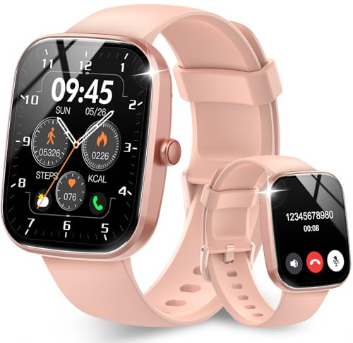 Csasan Reloj Inteligente Hombre Mujer, 1.91 Smartwatch con Llamadas Bluetooth, Podómetro/Pulsómetro/Monitor de Sueño, 112+ Modos Deportivos Pulsera Actividad Impermeable IP68 para Android iOS, Rosa