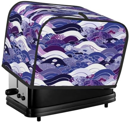 Mexpekil Japanische Fischschuppen-Wellen-Abdeckung für 2 Scheiben, Brotbackmaschine, wasserdicht, Küche, kleines Gerät, staubdichte Abdeckungen, Toaster-Ofenschutz, Frauengeschenk