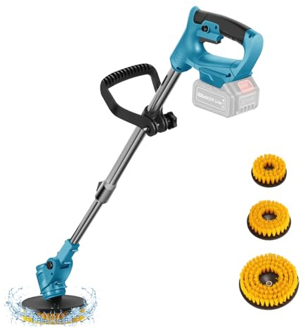 Motorisierte Teleskopbürste, 800 W, Durchmesser 125 mm, Nylonbürste mit 5000 U/min, Stange 90 cm bis 125 cm, Lieferung mit 3 Bürsten, kompatibel mit 21 V, für Boden, Auto, Fenster, Küche (ohne