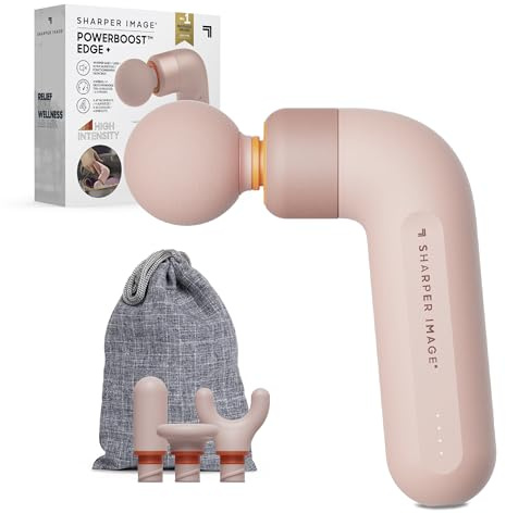 SHARPER IMAGE - Powerboost Move Edge Portable Lite Massagepistole | 6 Geschwindigkeiten - 4 Aufsätze - Massagegerät - Elektrisches Massagegerät - Muskelentspannung - Erholung nach dem Training