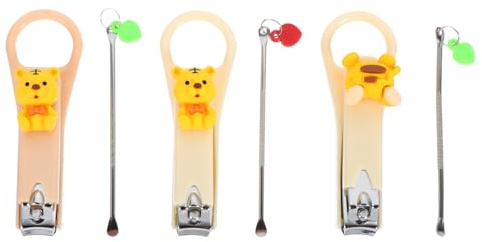 Gogogmee Set de Coupe-ongles D'orteils Beige Portable Cure-oreilles en ABS et Acier Inoxydable Pratique Maison Voyages