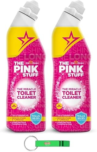 2x The Pink Stuff Toilet Cleaner Toilettenreiniger/Dickflüssiges Reinigungsgel haftet an der Toilette Oberfläche 750ml + Beni Culinari Kostenloser Schlüsselanhänger