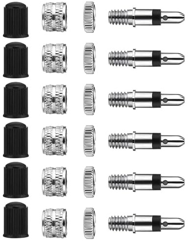 HUVZOR Valvola Bici Kit, 24 Pezzi Ricambio per Valvola Dunlop e Presta con Guarnizioni, Tappi e Adattatore, Set Strumenti Rimozione e Sostituzione Valvola per Bicicletta