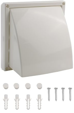 ABS Exterior Wall Ventilation Grille with Valve, Weatherproof Extractor Hood for Kitchen, Toilet or Range Hood Duct Outlet, White, 100mm 125mm 150mm