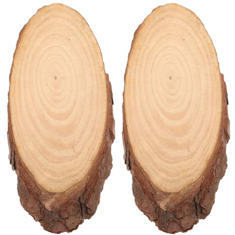 Mikikit Lot de 2 Dalles de Jardin Ovales en Bois Naturel Diamètre 13-16 CM Pierres D’Aménagement Paysager Extérieur Résistantes aux Intempéries pour Allée de Jardin Terrasse et Cour