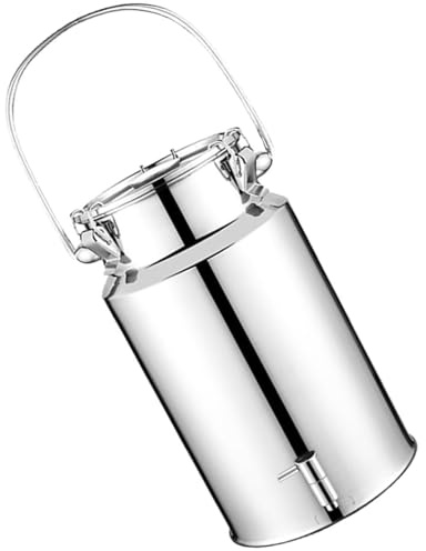 Bidon Inox Pour Huile d Olive 5l/10lavec Robinet 201,Pot À Lait Inox Avec Couvercle Réservoir Scellé en Acier Inoxydable Pots À Lait,Capacity-5L